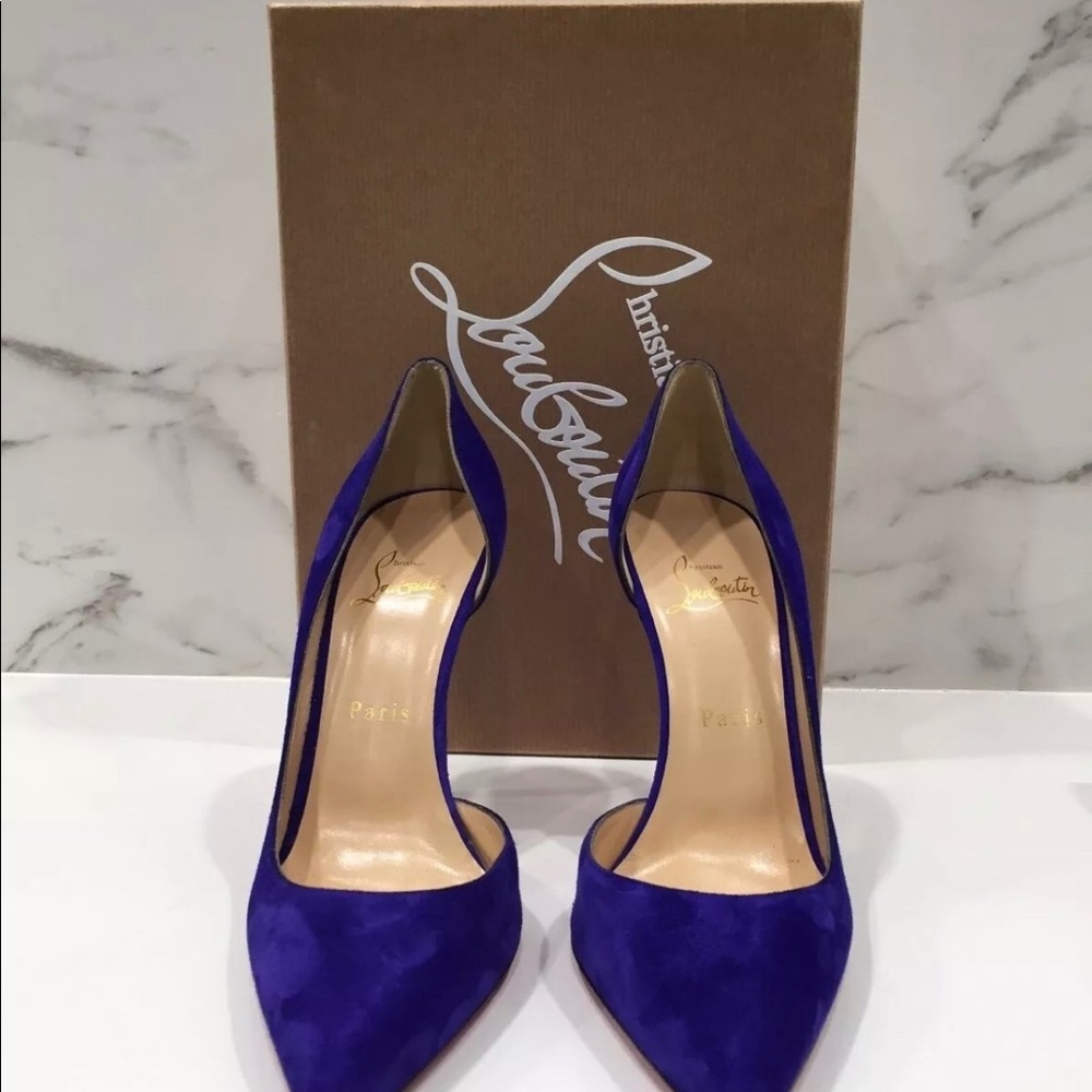 CHRISTIAN LOUBOUTIN Iriza 100 Veau Velours Purple - Picture 3 of 5